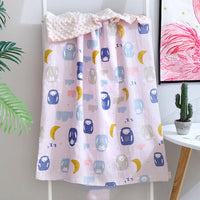 HKM-321875 Baby Soothing Beanie Blanket - 70x110cm Cotton and Polyester Quilt with Adorable Animal Designs