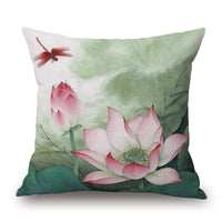 HKM-321939 Pastoral Cotton Linen Pillow Cover with Floral Design for Home and Office