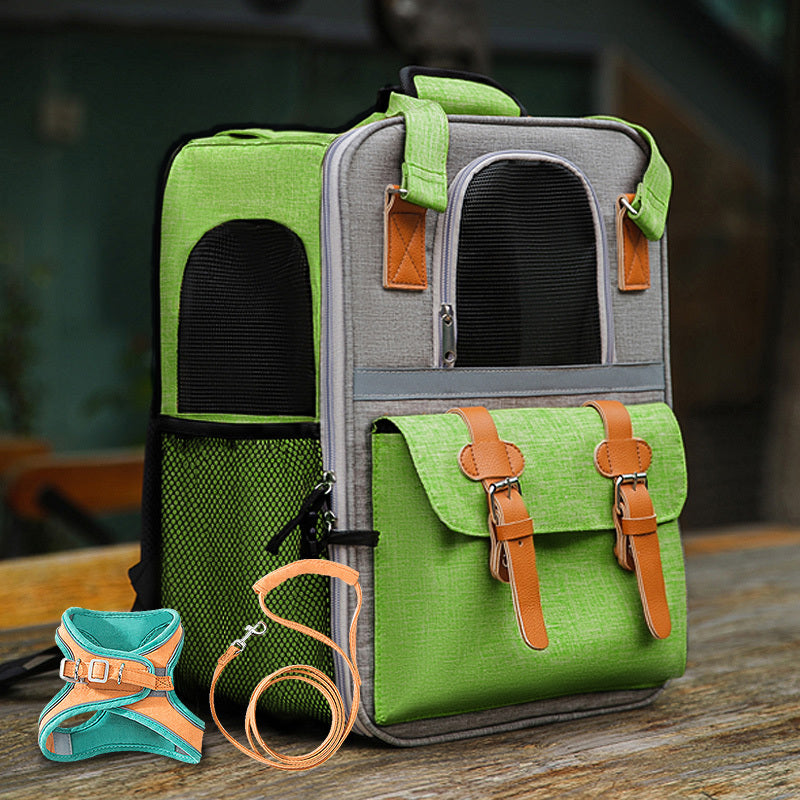 HKM-322067 Comfortable Cat Backpack with Diaper Bag and Leash, Multiple Colors Available