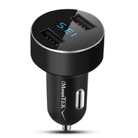 HKM-322131 Dual USB Car Charger Adapter with Fast Charging for iOS Devices and Tablets, Aluminum Alloy Design