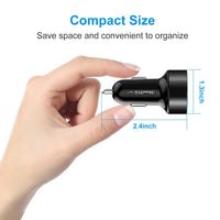 HKM-322131 Dual USB Car Charger Adapter with Fast Charging for iOS Devices and Tablets, Aluminum Alloy Design