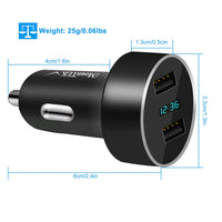 HKM-322131 Dual USB Car Charger Adapter with Fast Charging for iOS Devices and Tablets, Aluminum Alloy Design