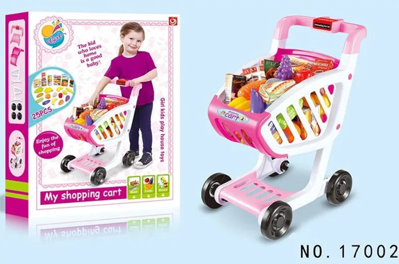 KTX-322131 Kids Supermarket Pretend Play Shopping Cart Toy Set for Learning and Imaginative Play