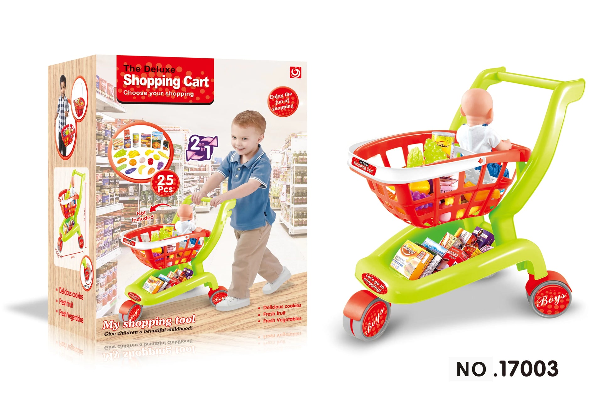KTX-322131 Kids Supermarket Pretend Play Shopping Cart Toy Set for Learning and Imaginative Play