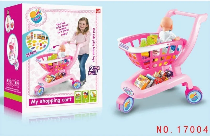 KTX-322131 Kids Supermarket Pretend Play Shopping Cart Toy Set for Learning and Imaginative Play