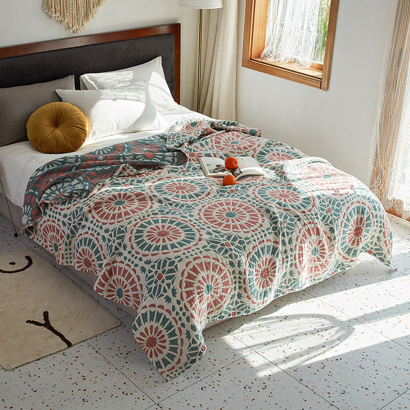 HKM-322195 Bohemian Cotton Jacquard Sofa Cover Blanket for All Seasons