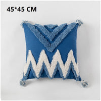 HKM-322259 Chenille Ethnic Tassel Cushion - Environmentally Friendly Jacquard Fabric with PP Cotton Filling
