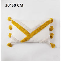 HKM-322259 Chenille Ethnic Tassel Cushion - Environmentally Friendly Jacquard Fabric with PP Cotton Filling