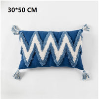 HKM-322259 Chenille Ethnic Tassel Cushion - Environmentally Friendly Jacquard Fabric with PP Cotton Filling
