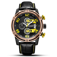 HKM-322387 Multifunctional Men's Chronograph Leather Watch with Calendar and Luminous Display
