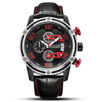 HKM-322387 Multifunctional Men's Chronograph Leather Watch with Calendar and Luminous Display