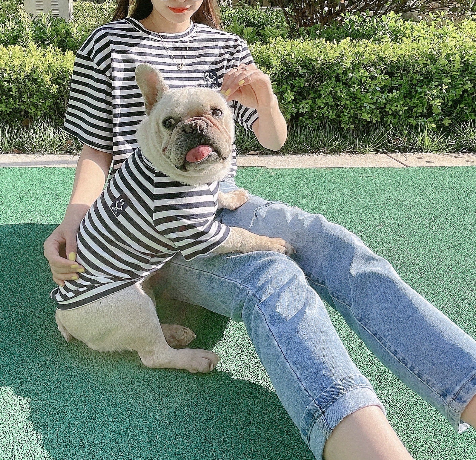 HKM-322451 Parent-Child Matching Striped Modal Cotton T-Shirt for Small Dogs and Cats