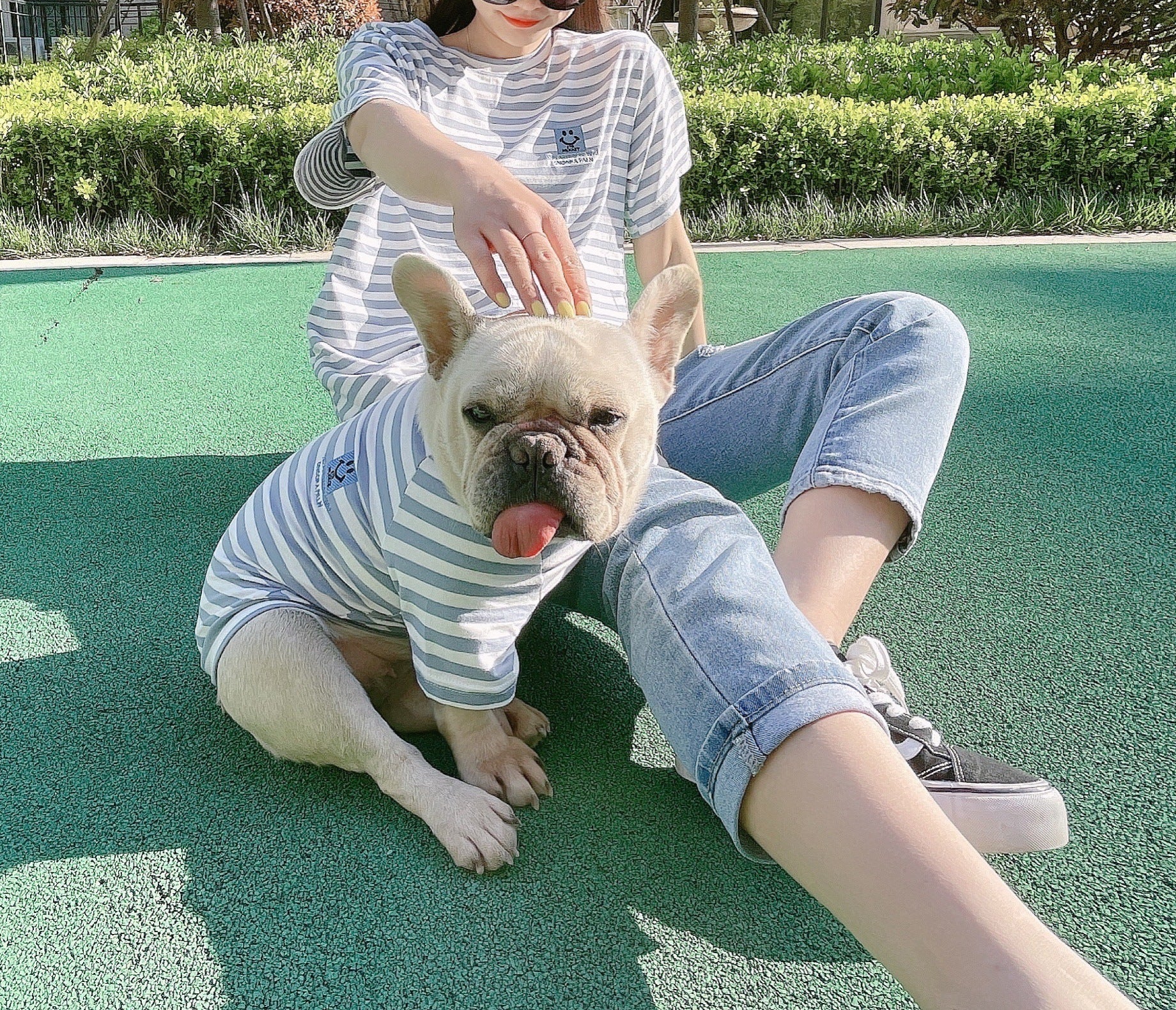 HKM-322451 Parent-Child Matching Striped Modal Cotton T-Shirt for Small Dogs and Cats