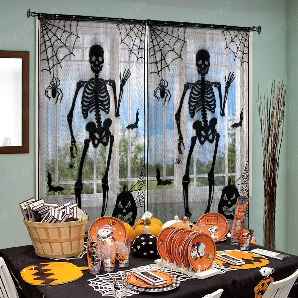 KTX-322579 Halloween Themed Semi-Shading Polyester Curtain for Festive Celebrations