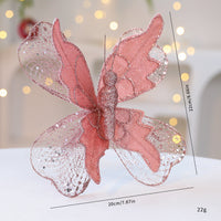 HKM-322835 Elegant Fabric Butterfly Pendant with Sequins for Christmas Tree Decoration