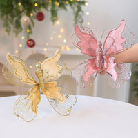 HKM-322835 Elegant Fabric Butterfly Pendant with Sequins for Christmas Tree Decoration