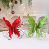 HKM-322835 Elegant Fabric Butterfly Pendant with Sequins for Christmas Tree Decoration