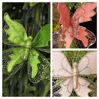 HKM-322835 Elegant Fabric Butterfly Pendant with Sequins for Christmas Tree Decoration
