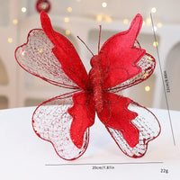 HKM-322835 Elegant Fabric Butterfly Pendant with Sequins for Christmas Tree Decoration