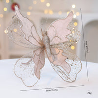 HKM-322835 Elegant Fabric Butterfly Pendant with Sequins for Christmas Tree Decoration