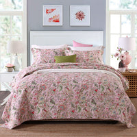 HKM-323027 Three-Piece Cotton Washed Air-Conditioning Quilt Set with Embroidered Floral Design
