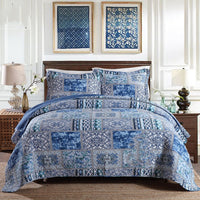 HKM-323027 Three-Piece Cotton Washed Air-Conditioning Quilt Set with Embroidered Floral Design