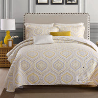 HKM-323027 Three-Piece Cotton Washed Air-Conditioning Quilt Set with Embroidered Floral Design