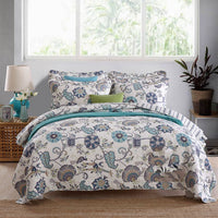 HKM-323027 Three-Piece Cotton Washed Air-Conditioning Quilt Set with Embroidered Floral Design