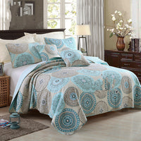 HKM-323027 Three-Piece Cotton Washed Air-Conditioning Quilt Set with Embroidered Floral Design