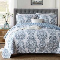 HKM-323027 Three-Piece Cotton Washed Air-Conditioning Quilt Set with Embroidered Floral Design