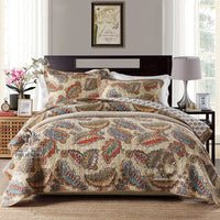HKM-323027 Three-Piece Cotton Washed Air-Conditioning Quilt Set with Embroidered Floral Design