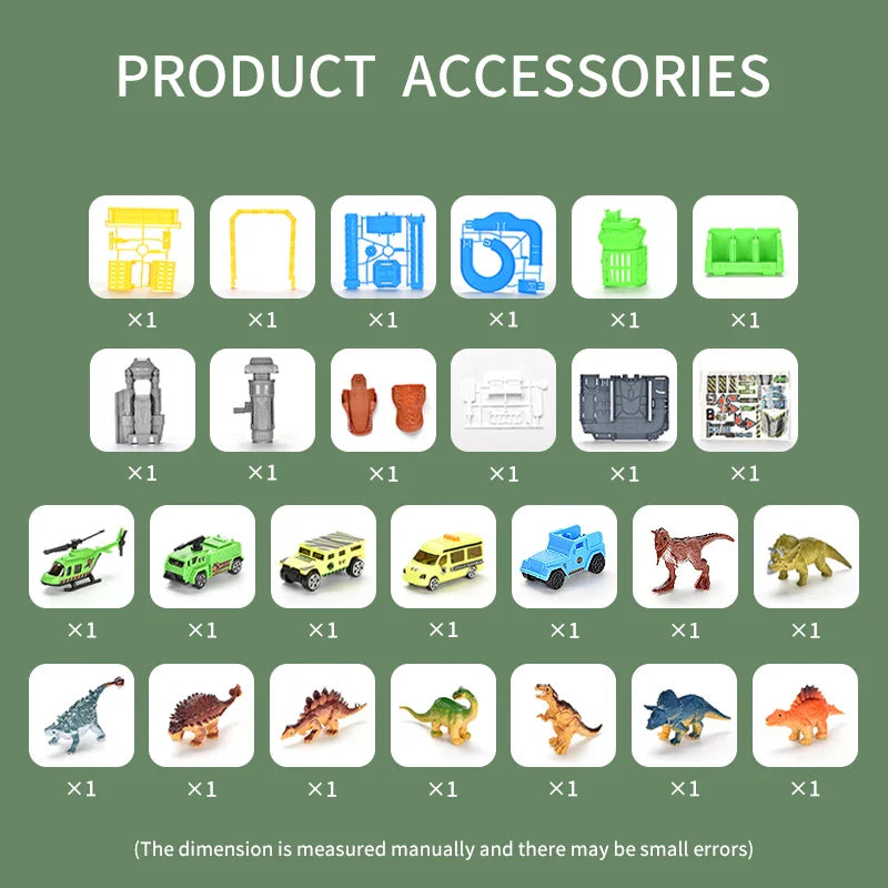 HKM-323283 Dinosaur Research Base Playset with Assembly Track and Car for Ages 3+