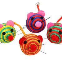 HKM-323475 Nylon Rope Cat Toy with Bell - Assorted Colors - 10PC Pack