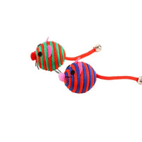 HKM-323475 Nylon Rope Cat Toy with Bell - Assorted Colors - 10PC Pack