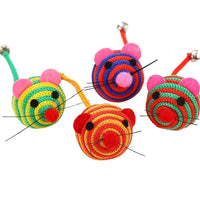 HKM-323475 Nylon Rope Cat Toy with Bell - Assorted Colors - 10PC Pack