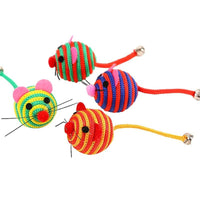 HKM-323475 Nylon Rope Cat Toy with Bell - Assorted Colors - 10PC Pack