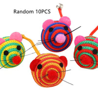 HKM-323475 Nylon Rope Cat Toy with Bell - Assorted Colors - 10PC Pack