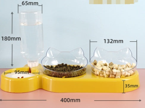 HKM-323539 Automatic Three-Bowl Pet Feeder with Neck Guard in Multiple Colors