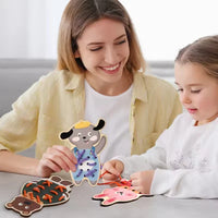 HKM-323603 Wooden Threading Board Game for Fine Motor Skills Development - Educational Toy for Ages 5+