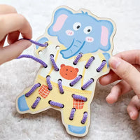HKM-323603 Wooden Threading Board Game for Fine Motor Skills Development - Educational Toy for Ages 5+
