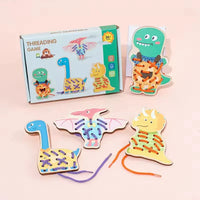 HKM-323603 Wooden Threading Board Game for Fine Motor Skills Development - Educational Toy for Ages 5+