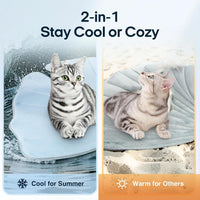HKM-323987 Ginkgo Leaf Summer Cat Ice Pad Pet Floor Mat - Lightweight and Soft in Light Blue and Green