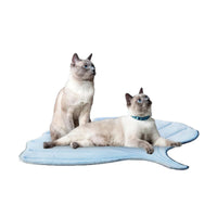 HKM-323987 Ginkgo Leaf Summer Cat Ice Pad Pet Floor Mat - Lightweight and Soft in Light Blue and Green