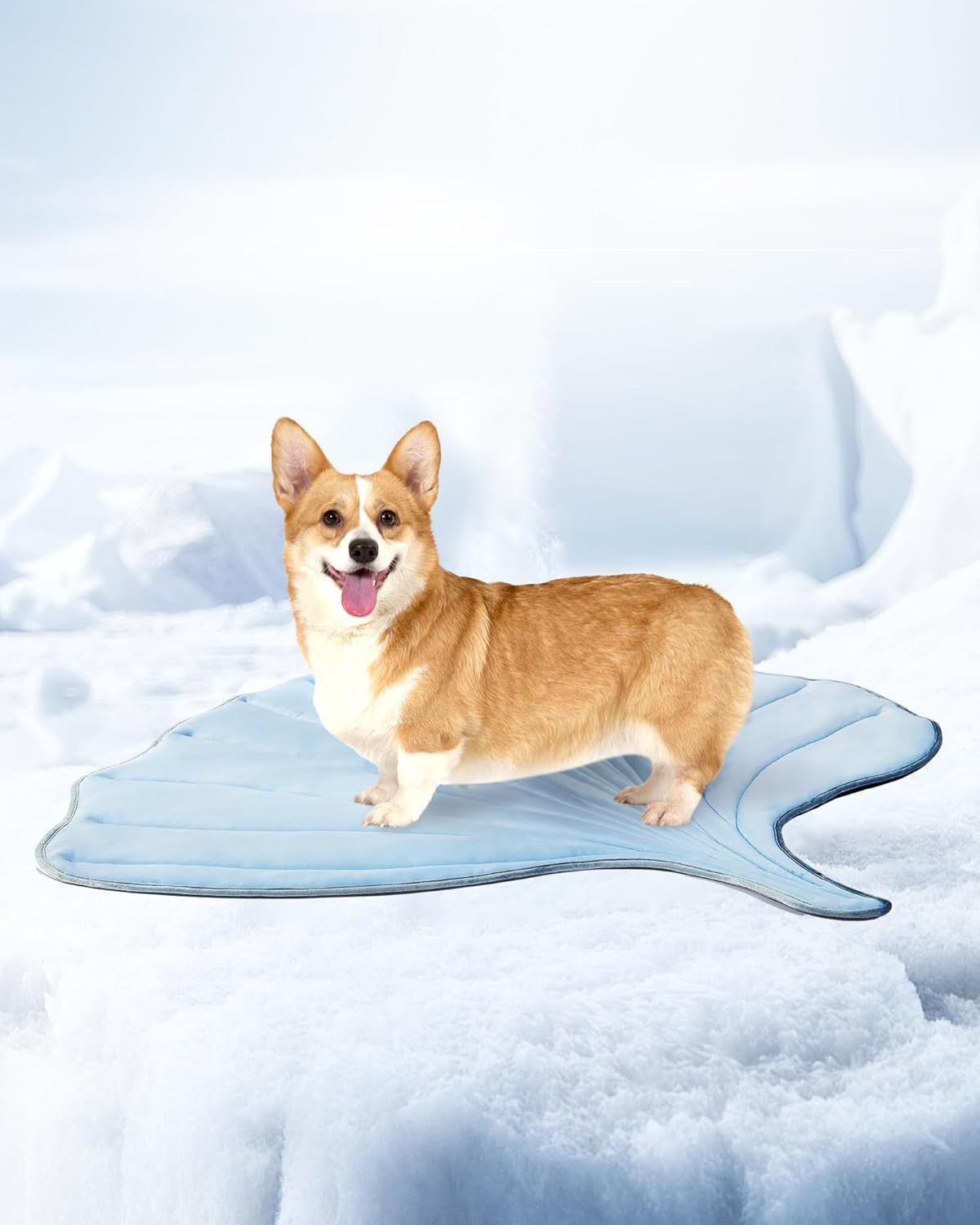 HKM-323987 Ginkgo Leaf Summer Cat Ice Pad Pet Floor Mat - Lightweight and Soft in Light Blue and Green