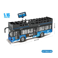 HKM-323987 Inertia Double Decker Bus Toy with Lights and Sound - Friction Powered Vehicle for Kids