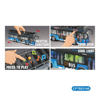 HKM-323987 Inertia Double Decker Bus Toy with Lights and Sound - Friction Powered Vehicle for Kids