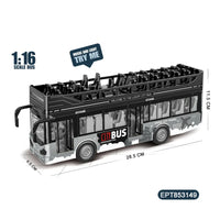 HKM-323987 Inertia Double Decker Bus Toy with Lights and Sound - Friction Powered Vehicle for Kids