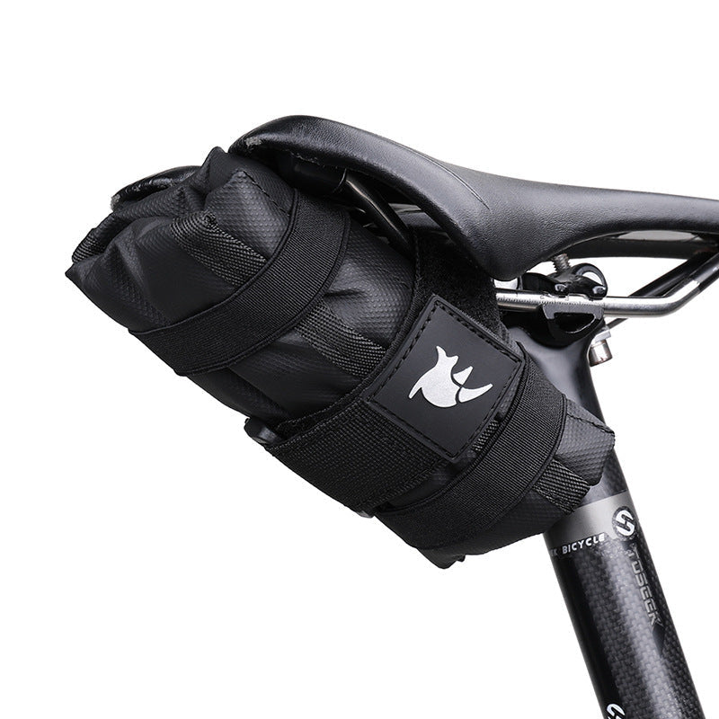 HKM-324051 Lightweight Black Bicycle Tail Saddle Bag - 1L Capacity, Durable Polyester, Compact Design