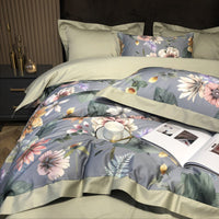 HKM-324179 Long Staple Cotton Four-Piece Bedding Set with Digital Plant and Flower Print