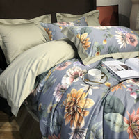 HKM-324179 Long Staple Cotton Four-Piece Bedding Set with Digital Plant and Flower Print